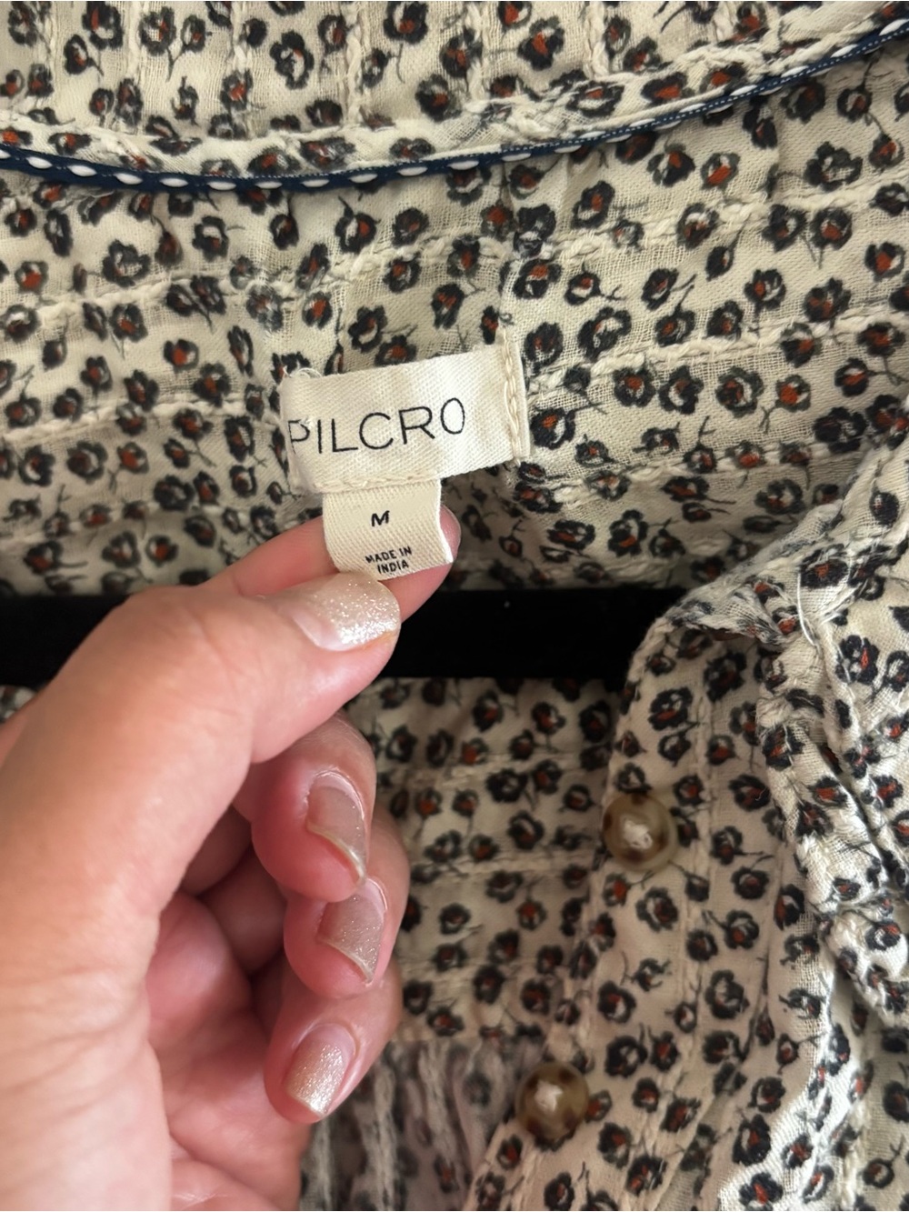 Pilcro Cream Leopard-Print Button Down Shirt with Brown Spots